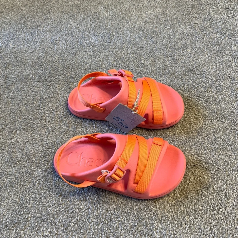 chaco sandals girls 3 coral pink orange classic strap outdoor‎ casual hiking